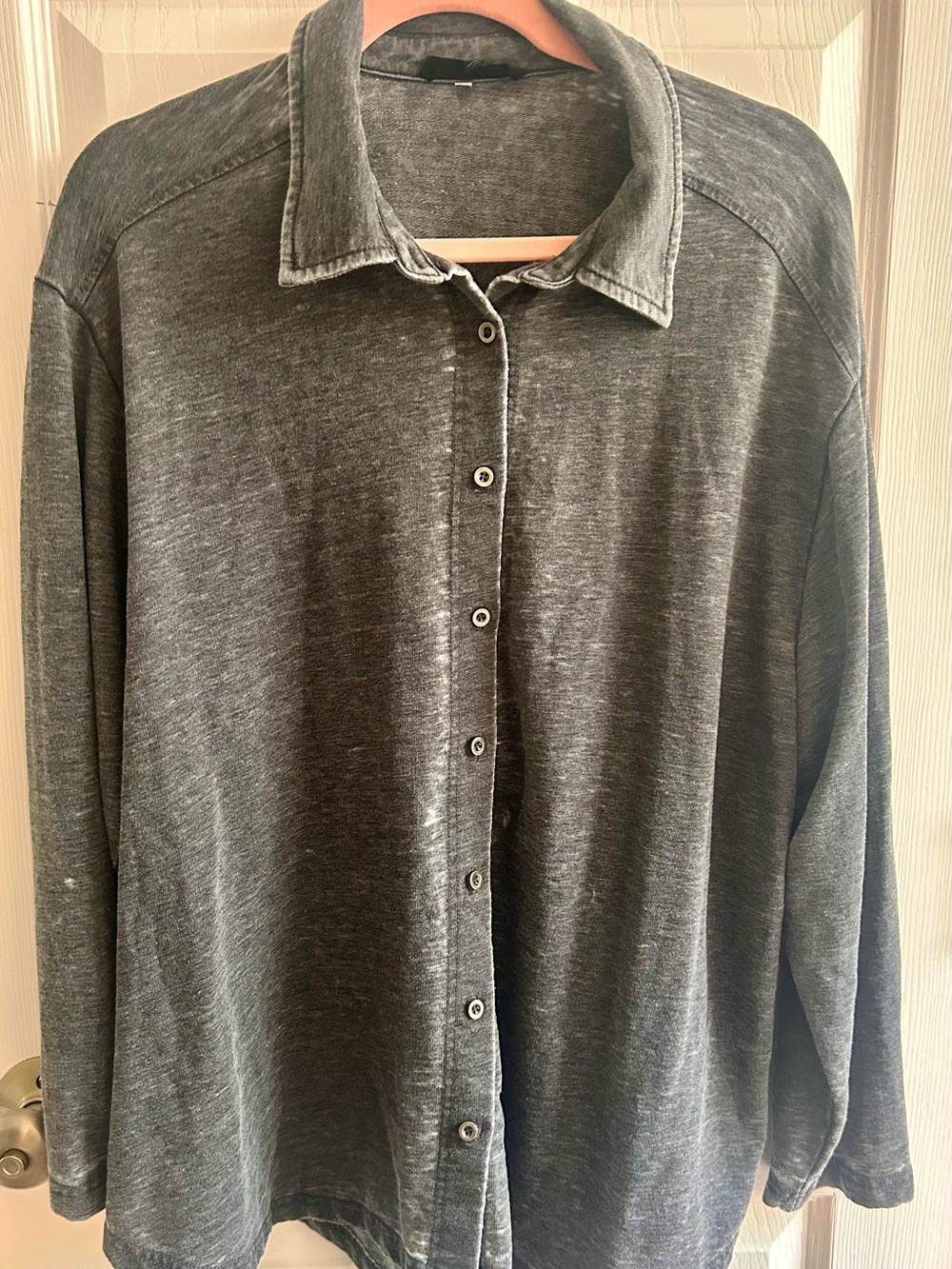Gray Heathered Knit Shacket - 2X